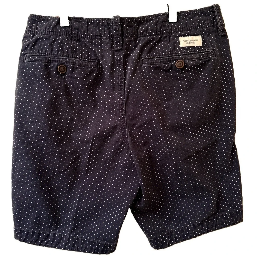 Abercrombie & Fitch Mens 32 Polka Dot Chino Shorts Navy Blue White 100% Cotton⁠